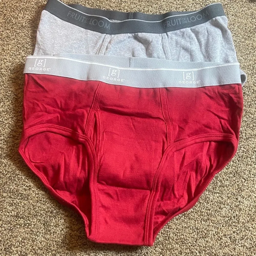 George Men’s Red Briefs with Light Gray Waistband Size XL (40-42) The Fruit Loom